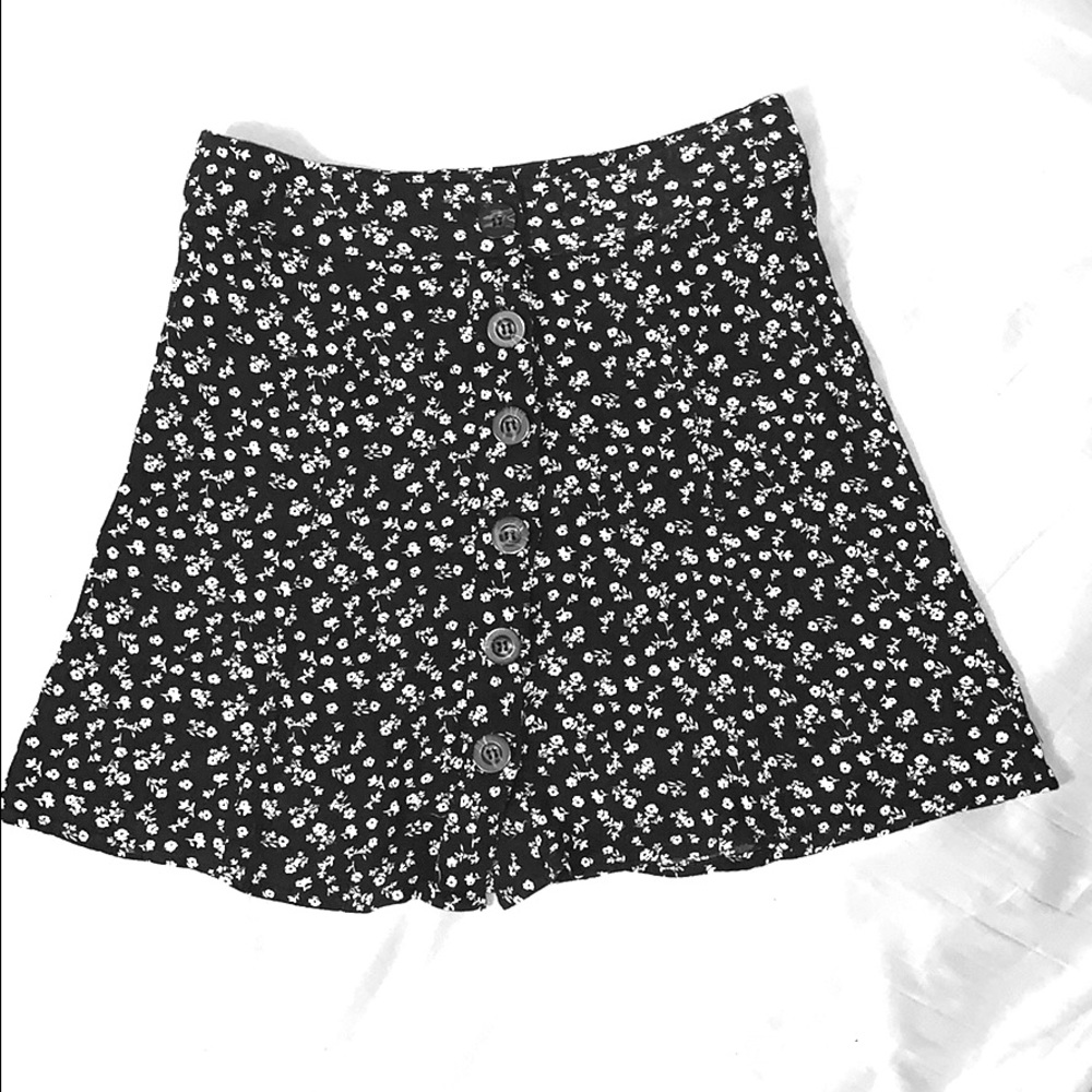 floral and flowy, black and white skirt